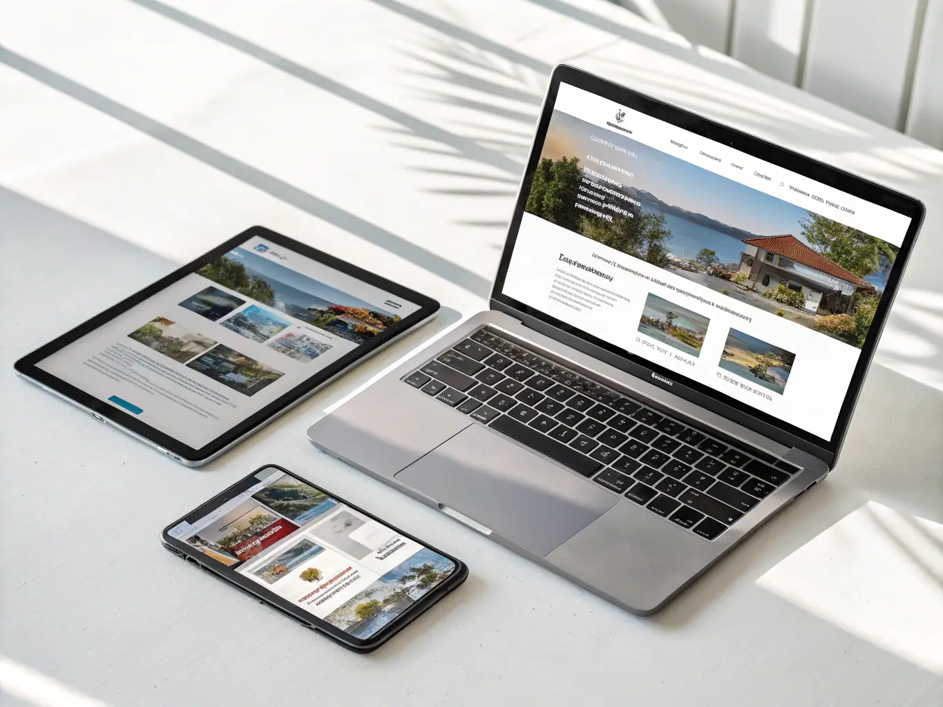 A clean, modern website design showcasing a responsive layout on various devices, emphasizing user experience and visual appeal.