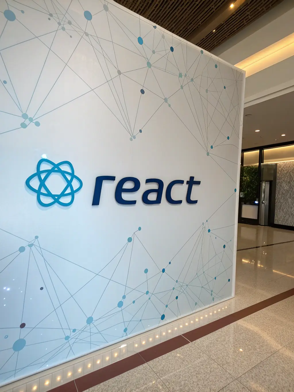 A high-resolution image showcasing the React logo with code snippets in the background, emphasizing its use in building dynamic user interfaces for Parveen Webdevs' clients.